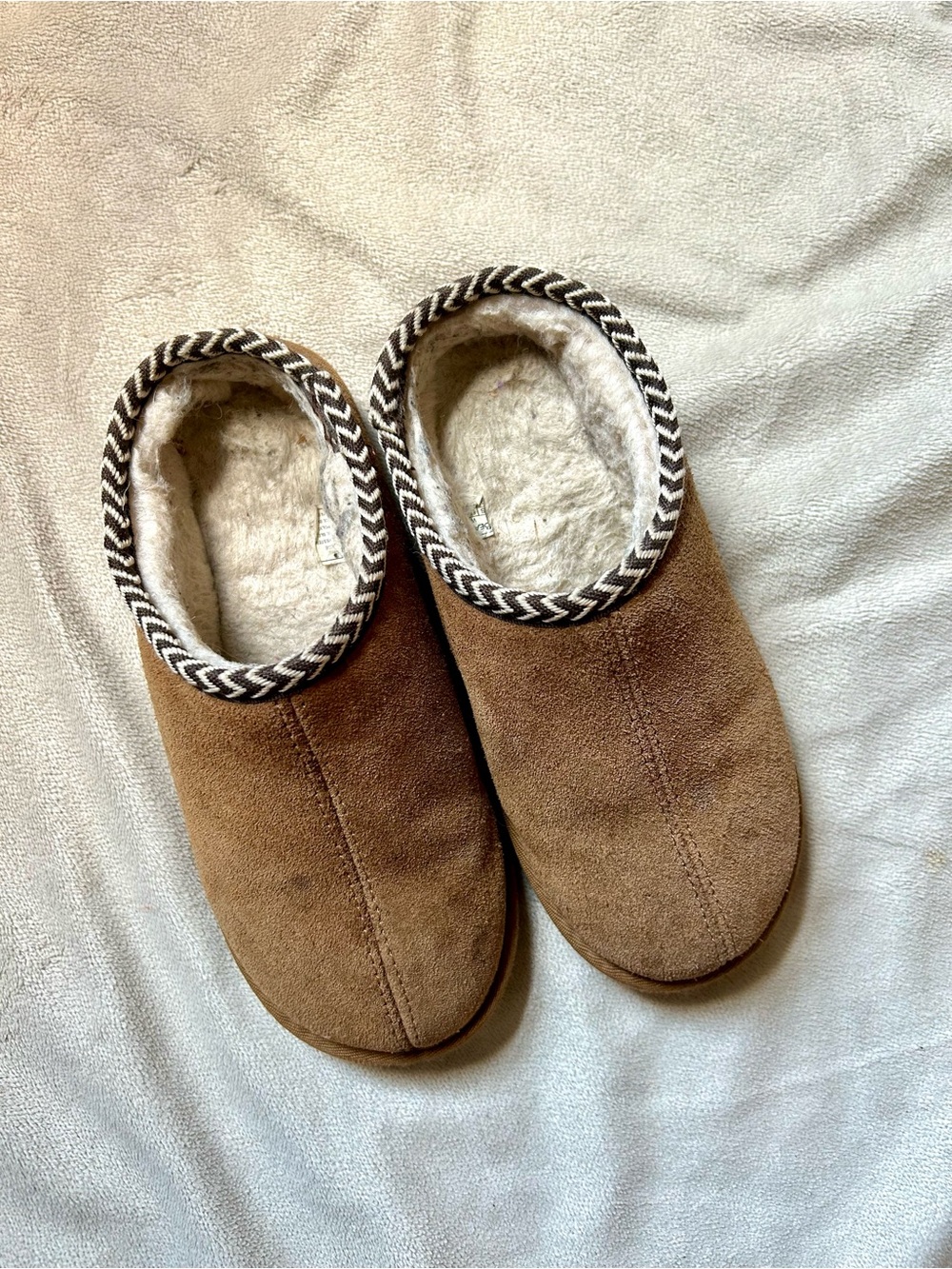 BearPaw Cozy Brown Suede Faux-Sherpa Mule Slippers 6